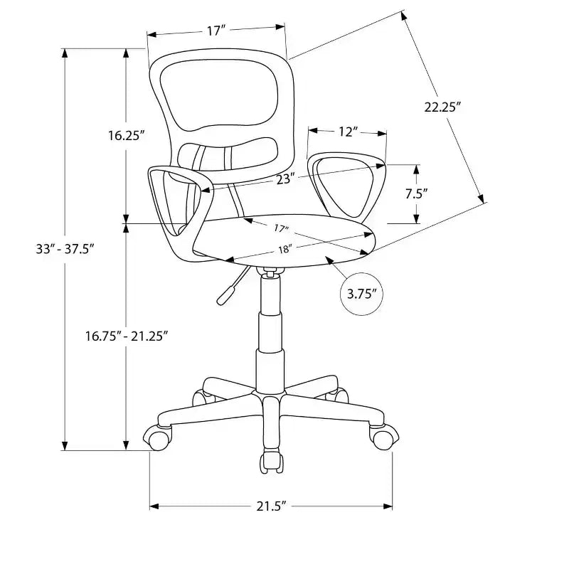 Okak Ergonomic Office Chair with Wheels, Computer Chair with Adjustable Height and Armrests, Comfy Chair for Home, Office