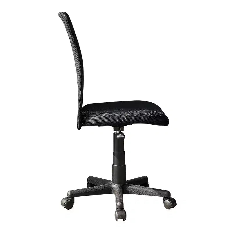 Silla de oficina Okak sin brazos con respaldo de malla, silla de escritorio con altura ajustable y ruedas universales, silla cómoda para oficina, hogar, color negro