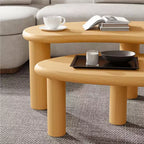MAYEERTY Juego de mesas de centro de madera maciza con forma de anacardo en color negro para sala de estar dormitorio beige