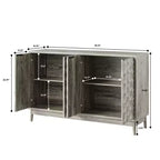 Aparador moderno Okak, aparador con 4 elegantes puertas de diseño geométrico, mueble de almacenamiento para sala de estar, oficina, cocina