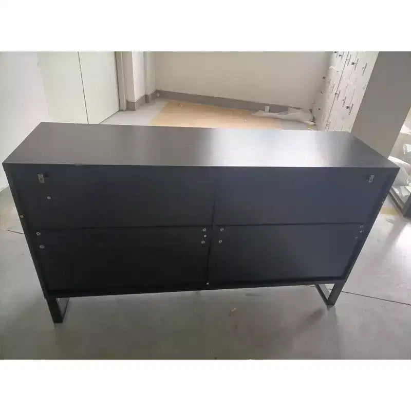 Aparador moderno Okak, aparador con 4 elegantes puertas de diseño geométrico, mueble de almacenamiento para sala de estar, oficina, cocina
