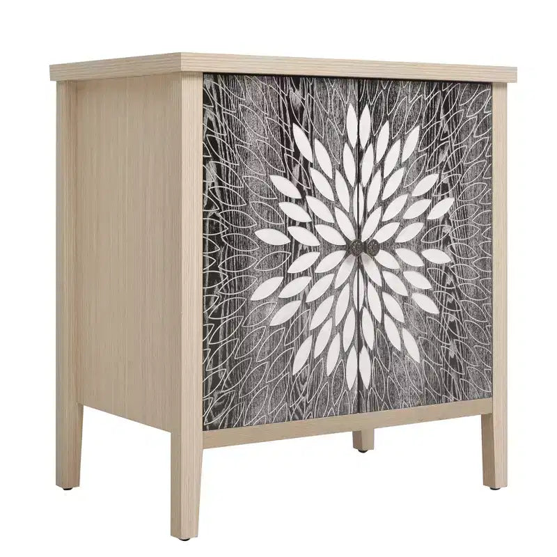 Aparador Okak Moderno con Cuatro Puertas con Patrones Tallados, Armario de Almacenamiento para Cocina, Comedor, Entrada