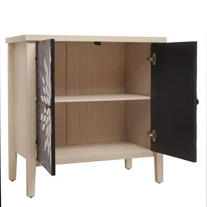 Aparador Okak Moderno con Cuatro Puertas con Patrones Tallados, Armario de Almacenamiento para Cocina, Comedor, Entrada