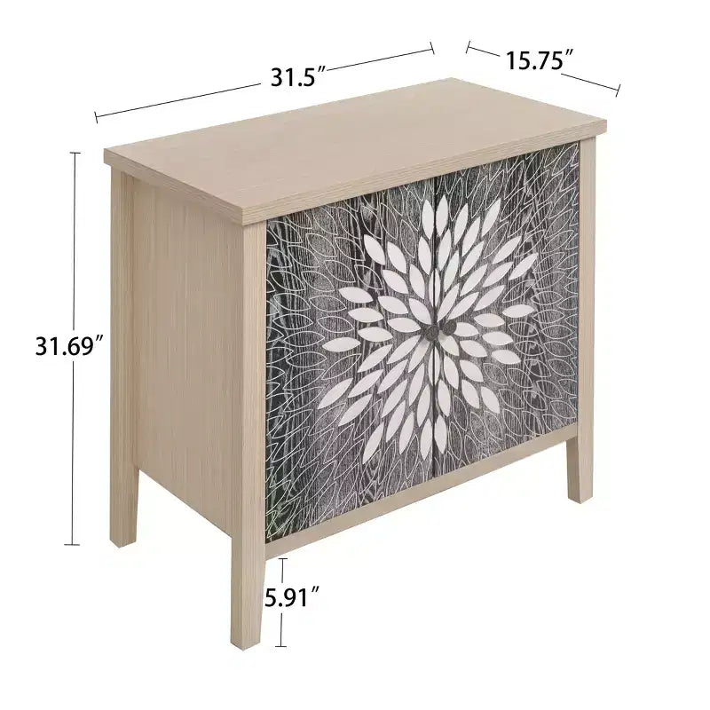 Aparador Okak Moderno con Cuatro Puertas con Patrones Tallados, Armario de Almacenamiento para Cocina, Comedor, Entrada