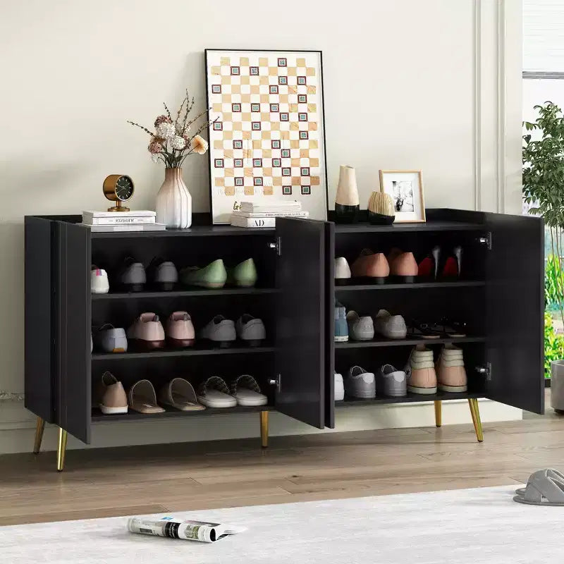 Okak Modern Shoe Cabinet, Freestanding Shoe Organizer with 2 Doors and 6 Shelves, Shoe Storage Cabinet for Entryway, Living Room, Hallway