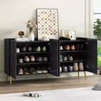 Okak Modern Shoe Cabinet, Freestanding Shoe Organizer with 2 Doors and 6 Shelves, Shoe Storage Cabinet for Entryway, Living Room, Hallway