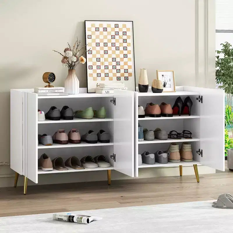 Okak Modern Shoe Cabinet, Freestanding Shoe Organizer with 2 Doors and 6 Shelves, Shoe Storage Cabinet for Entryway, Living Room, Hallway