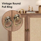 Okak Sideboard Cabinet, Buffet Cabinet with 2 Rattan Decorated Doors, Storage Cabinet for Living Room, Dining Room, Kitchen