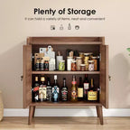 Okak Sideboard Cabinet, Buffet Cabinet with 2 Rattan Decorated Doors, Storage Cabinet for Living Room, Dining Room, Kitchen