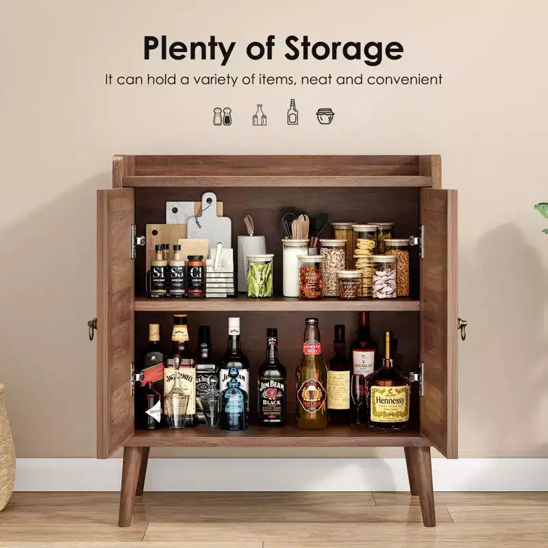 Okak Sideboard Cabinet, Buffet Cabinet with 2 Rattan Decorated Doors, Storage Cabinet for Living Room, Dining Room, Kitchen