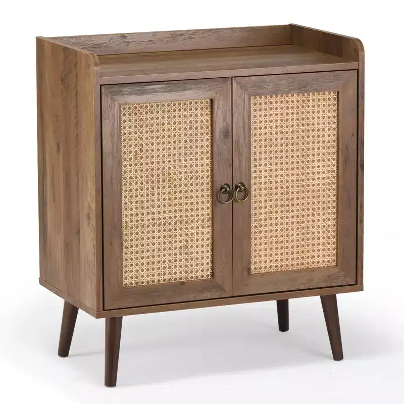 Okak Sideboard Cabinet, Buffet Cabinet with 2 Rattan Decorated Doors, Storage Cabinet for Living Room, Dining Room, Kitchen