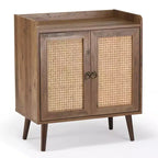 Okak Sideboard Cabinet, Buffet Cabinet with 2 Rattan Decorated Doors, Storage Cabinet for Living Room, Dining Room, Kitchen