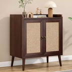 Okak Sideboard Cabinet, Buffet Cabinet with 2 Rattan Decorated Doors, Storage Cabinet for Living Room, Dining Room, Kitchen