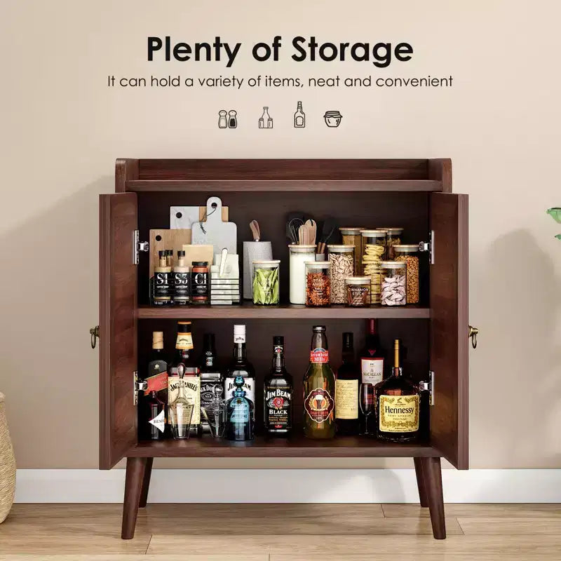 Okak Sideboard Cabinet, Buffet Cabinet with 2 Rattan Decorated Doors, Storage Cabinet for Living Room, Dining Room, Kitchen