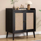 Okak Sideboard Cabinet, Buffet Cabinet with 2 Rattan Decorated Doors, Storage Cabinet for Living Room, Dining Room, Kitchen