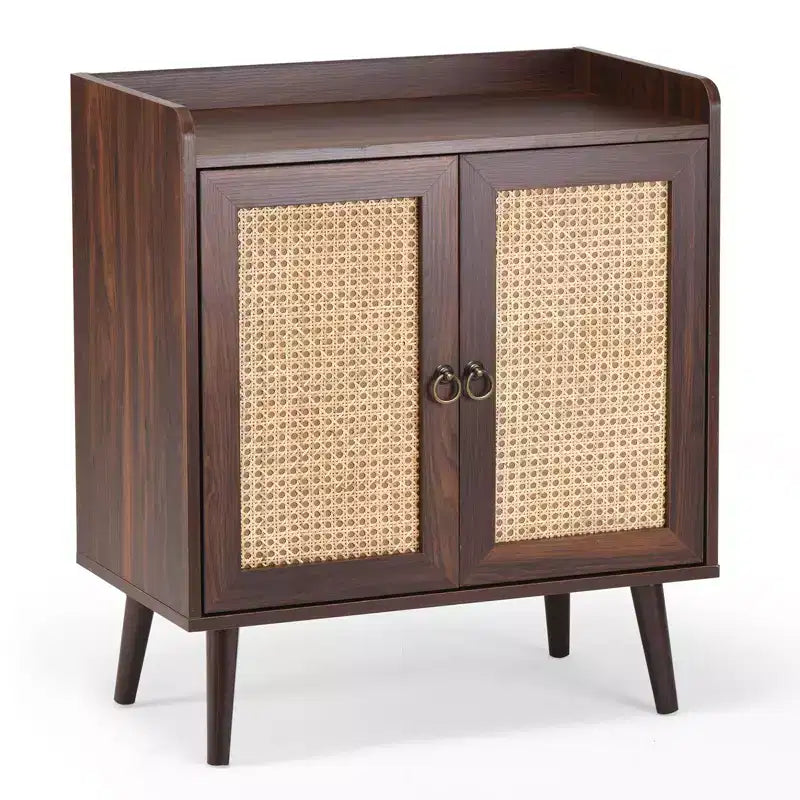 Okak Sideboard Cabinet, Buffet Cabinet with 2 Rattan Decorated Doors, Storage Cabinet for Living Room, Dining Room, Kitchen