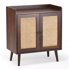 Okak Sideboard Cabinet, Buffet Cabinet with 2 Rattan Decorated Doors, Storage Cabinet for Living Room, Dining Room, Kitchen