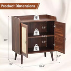 Okak Sideboard Cabinet, Buffet Cabinet with 2 Rattan Decorated Doors, Storage Cabinet for Living Room, Dining Room, Kitchen
