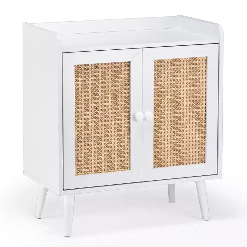 Okak Sideboard Cabinet, Buffet Cabinet with 2 Rattan Decorated Doors, Storage Cabinet for Living Room, Dining Room, Kitchen