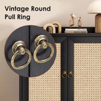Okak Sideboard Cabinet, Buffet Cabinet with 2 Rattan Decorated Doors, Storage Cabinet for Living Room, Dining Room, Kitchen