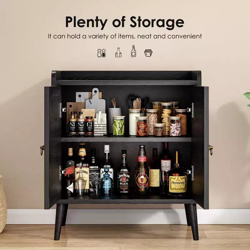 Okak Sideboard Cabinet, Buffet Cabinet with 2 Rattan Decorated Doors, Storage Cabinet for Living Room, Dining Room, Kitchen