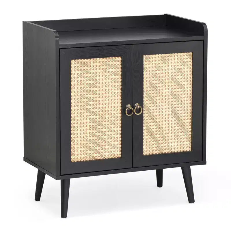 Okak Sideboard Cabinet, Buffet Cabinet with 2 Rattan Decorated Doors, Storage Cabinet for Living Room, Dining Room, Kitchen
