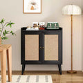 Okak Sideboard Cabinet, Buffet Cabinet with 2 Rattan Decorated Doors, Storage Cabinet for Living Room, Dining Room, Kitchen