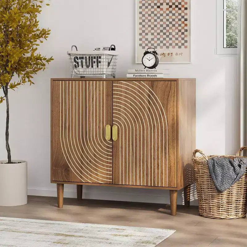 Okak Modern Sideboard Cabinet, Freestadning Bufft Cabinet with 2 Doors, Storage Cabinet for Living Room, Dining Room, Kitchen