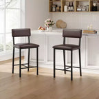 Juego de 4 taburetes de bar, taburetes de barra de 25" de altura con respaldo ergonómico, asiento de cuero PU, estructura de metal resistente para cocina, bar, restaurante