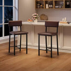 Juego de 4 taburetes de bar, taburetes de barra de 25" de altura con respaldo ergonómico, asiento de cuero PU, estructura de metal resistente para cocina, bar, restaurante