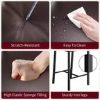 Juego de 4 taburetes de bar, taburetes de barra de 25" de altura con respaldo ergonómico, asiento de cuero PU, estructura de metal resistente para cocina, bar, restaurante