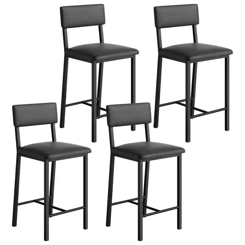 Juego de 4 taburetes de bar, taburetes de barra de 25" de altura con respaldo ergonómico, asiento de cuero PU, estructura de metal resistente para cocina, bar, restaurante