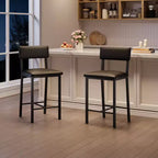 Juego de 4 taburetes de bar, taburetes de barra de 25" de altura con respaldo ergonómico, asiento de cuero PU, estructura de metal resistente para cocina, bar, restaurante