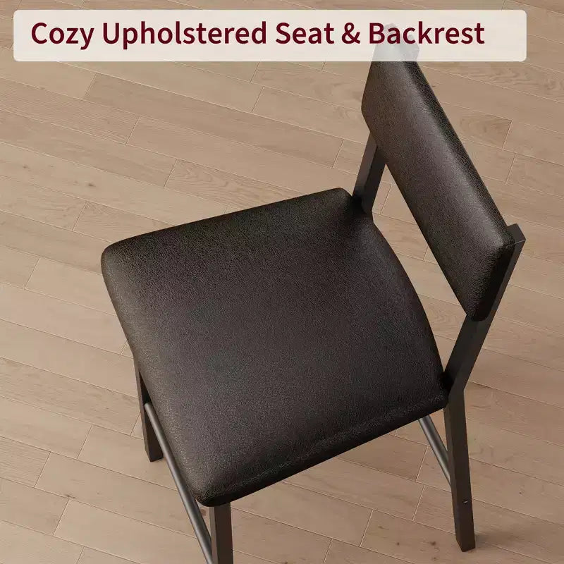 Juego de 4 taburetes de bar, taburetes de barra de 25" de altura con respaldo ergonómico, asiento de cuero PU, estructura de metal resistente para cocina, bar, restaurante