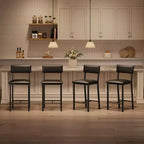 Set of 4 Bar Stools, 25 Height Counter Stools with Ergonomic Backrest, PU Leather Seat, Heavy-Duty Metal Frame for Kitchen, Bar, Restaurant