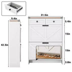 Coolmee Shoe Storage Cabinet, Narrow Shoe Racks with 2 Flip Drawers and 2 Drawers, Freestanding Shoe Organizer for Hallway, Foyer, Entryway