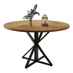 COZONY 47 Round Dining Table for 4, Wooden Top with 4-Piece Tabletop, Heavy Duty Metal Pedestal, Modern Kitchen & Dining Room Table