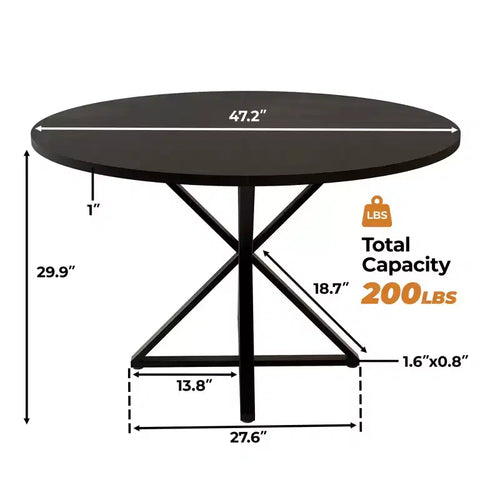 Mesa de comedor redonda de 47" para 4 personas, tablero de madera con 4 piezas, pedestal de metal resistente, mesa moderna para cocina y comedor