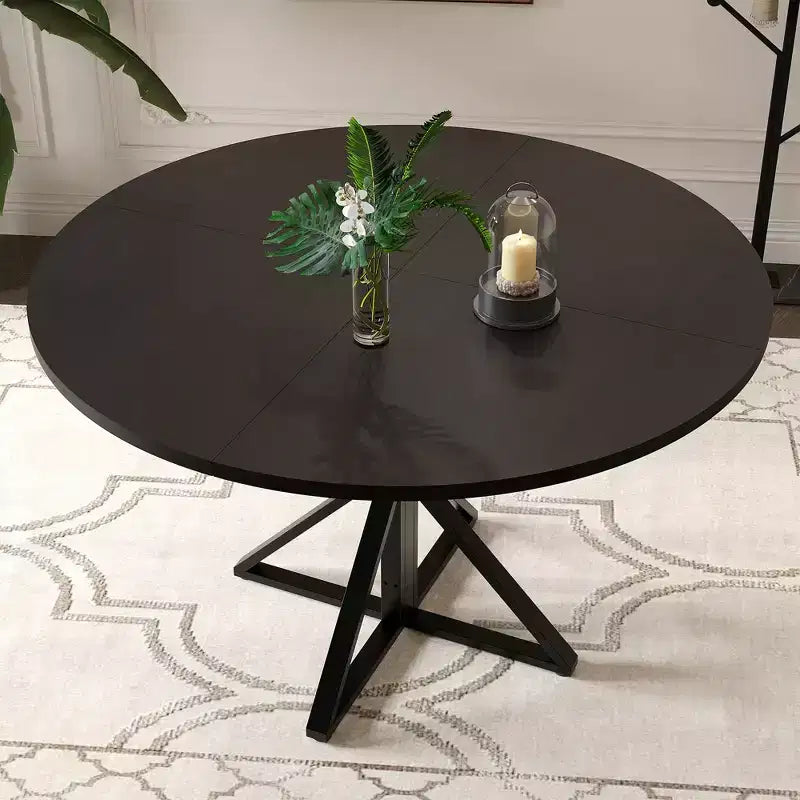COZONY 47 Round Dining Table for 4, Wooden Top with 4-Piece Tabletop, Heavy Duty Metal Pedestal, Modern Kitchen & Dining Room Table