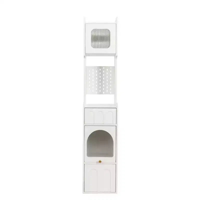 GDFStudio Edmund Gabinete de Almacenamiento Moderno de 70.87'' de Alto con 2 Cajones y Puertas de Vidrio