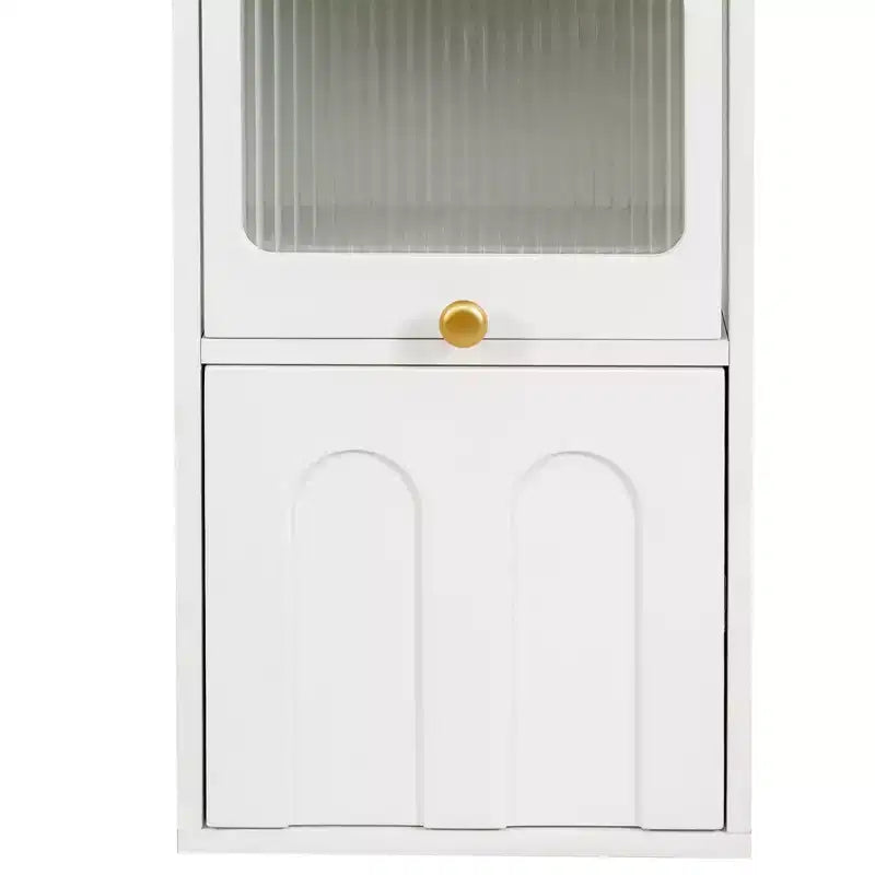 GDFStudio Edmund Gabinete de Almacenamiento Moderno de 70.87'' de Alto con 2 Cajones y Puertas de Vidrio