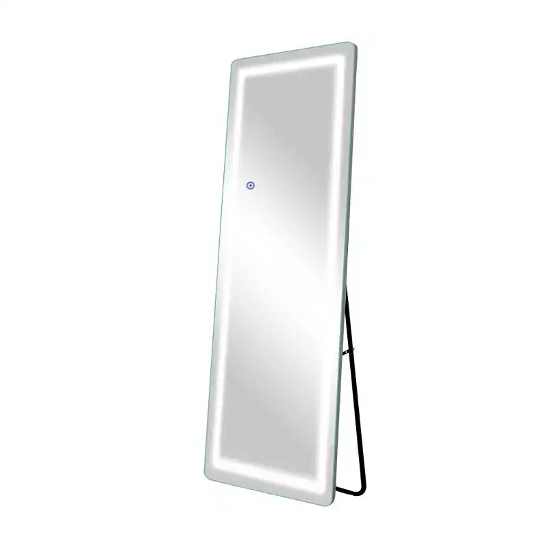 Espejo de cuerpo entero rectangular sin marco de aleación de aluminio con esquinas redondeadas MAYEERTY con soporte para sala de estar o dormitorio, blanco