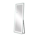 Espejo de cuerpo entero rectangular sin marco de aleación de aluminio con esquinas redondeadas MAYEERTY con soporte para sala de estar o dormitorio, blanco