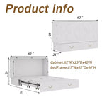 Cama de pared Queen Keloyid Haimyy de madera maciza con cargador integrado y cajón resistente