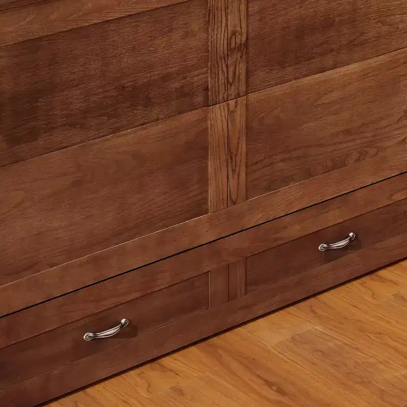 Cama de pared Queen Keloyid Haimyy de madera maciza con cargador integrado y cajón resistente