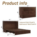 Cama de pared Queen Keloyid Haimyy de madera maciza con cargador integrado y cajón resistente