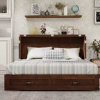 Cama de pared Queen Keloyid Haimyy de madera maciza con cargador integrado y cajón resistente
