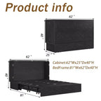 Cama de pared Queen Keloyid Haimyy de madera maciza con cargador integrado y cajón resistente