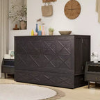 Cama de pared Queen Keloyid Haimyy de madera maciza con cargador integrado y cajón resistente