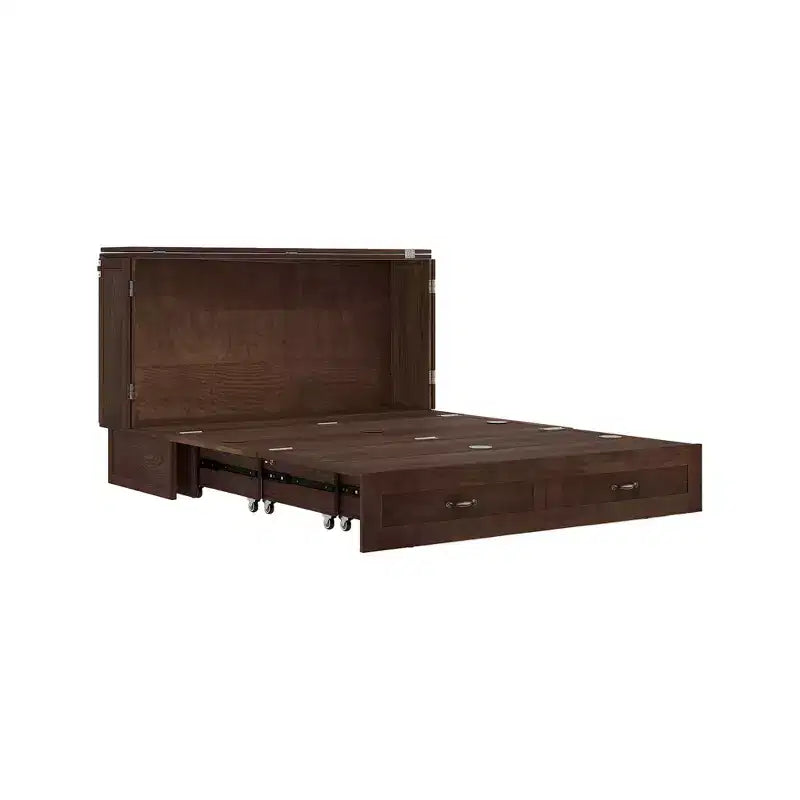 Cama de pared Queen Keloyid Haimyy de madera maciza con cargador integrado y cajón resistente